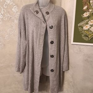 THOMAS WYLDE CASHMERE/WOOL RHINESTONE UNION JACK FLAG  OVERSIZED CARDIGAN